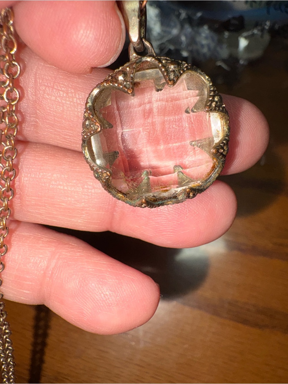 Silver tone crystal necklace 18 1/2 inches